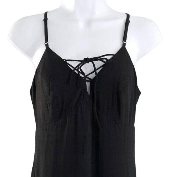 Nicole Miller Collection Silk Strappy Cocktail Dress Black Size 8 Sequin Floral - Picture 2 of 6